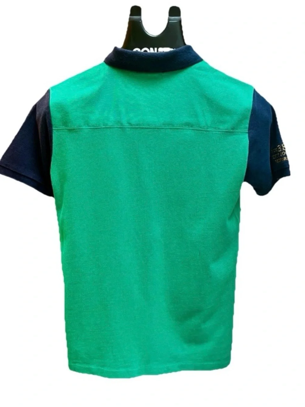 Polo Ralph Lauren Boys Polo Shirt Green/Navy Racing Stables Crest - Size L